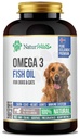 Omega 3 Fiskolja tillskott för hundar och katter - 1000 mg ren DHA och EPA Omegas - Stöder Hälsosam päls och hud, hjärta, immunsystem, gemensamma och höft - 180 mjukgels