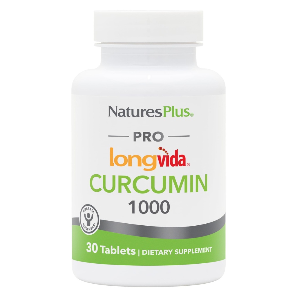 NaturesPlus PRO Longvida Curcumin 1000 mg - 30 Tablets - Promotes Healthy Free Radical Protection - Non-GMO, Vegan & Gluten Free - 30 Servings