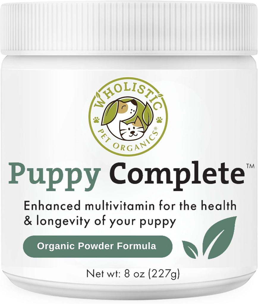 Wholistic Pet Organics Puppy Complete - Dog Multivitamin Powder - 8 Oz - Daily Dog Vitamins & Supplements for Homemade Food - Immune System, Skin, Coat & Overall Health - Small and Large Breed Puppies