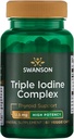 Swanson Triple Iodine Complex-Natural Supplement för Vital Thyroid Support-Promotes Metabolic Function, Ökad Red Blood Cell Production, & Heart Health-(60 Veggie Capsules, 12,5 mg Varje) 1 Pack