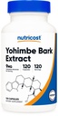 Nutricost Yohimbe Bark Extract 450mg (9mg Yohimbine Alkaloids), 120 kapslar - Extra styrka, Glutenfri, icke-GMO