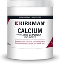 Kirkman - Kalcium med vitamin D3-pulver - 8 oz - Essential Minerals - hjälper till att upprätthålla starka ben - Osmakad