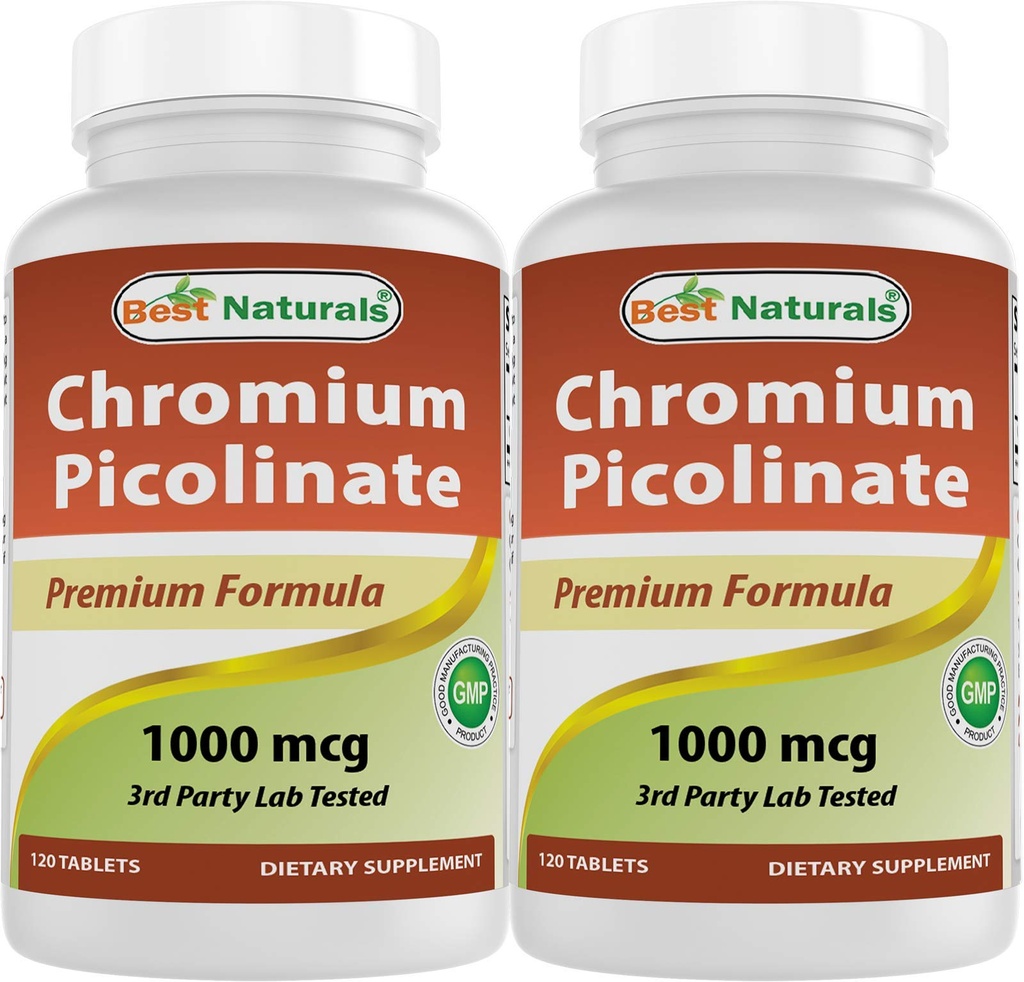 Bästa Naturals Chromium Picolinate 1000 mcg 120 tabletter (Pack of 2)