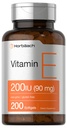Horbäach Vitamin E Softgel Capsules 200 IU | 90 mg Supplement | 200 Count | Non-GMO and Gluten Free Formula