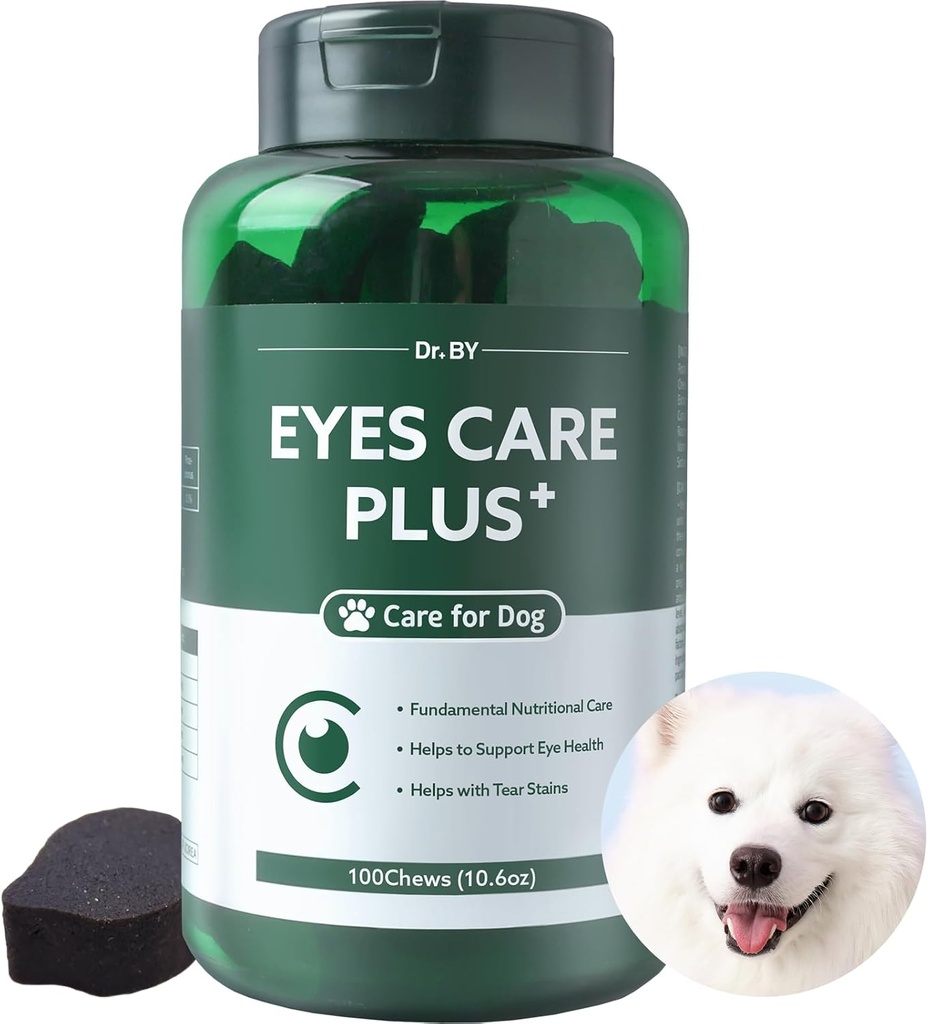 Dr.by Eyes Care Plus Dog Tear Stain Supplement Eye Drops för hundar Eye Health Support med mjölk Thistle Lutein Beta Carotene - 100 Soft Chews