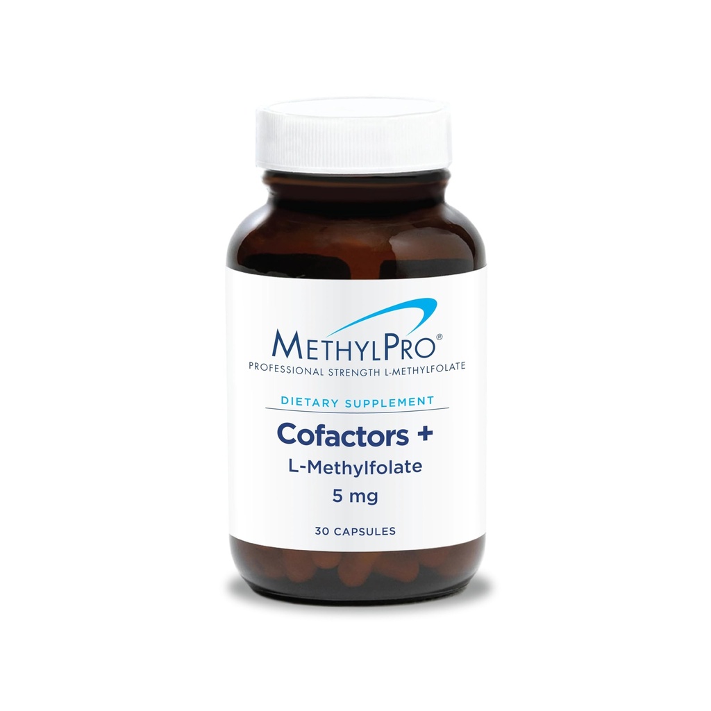 MethylPro L-Methylfolate 5 mg + Cofactors - L Methyl Folate Supplement för kvinnor och män, Methylated Vitamin B9 (5-MTHF) med B6 och B12 för hjärnhälsa, fokus och lugn - 30 kapslar (Pack av 1)
