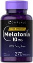 Carlyle Melatonin 10mg | 270 tabletter | med L-Theanine | Vegetarian, icke-GMO, Gluten fri tillägg