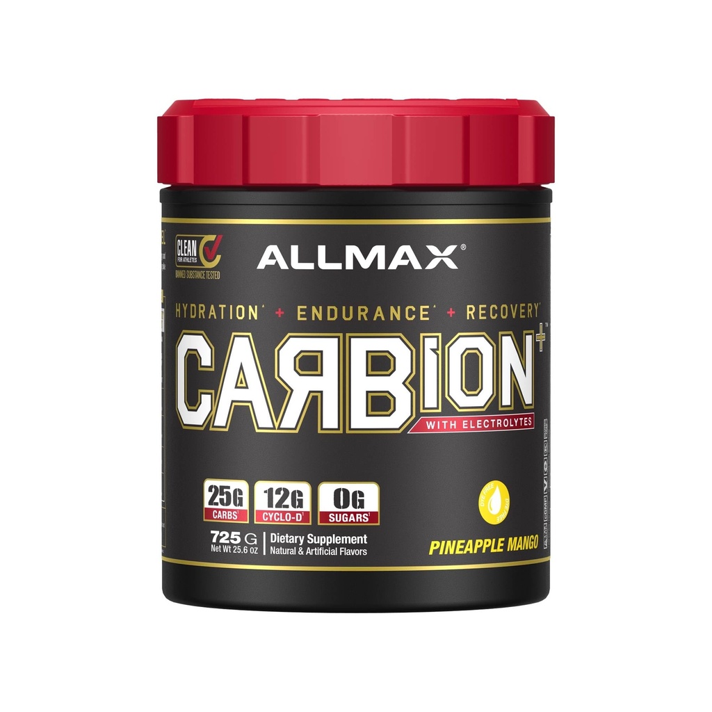 ALLMAX Nutrition - CARBION+ Workout Hydration Supplement Powder med elektrolyter, stöder uthållighet, återhämtning och träningsprestanda, Gluten Free och Vegan, Pineapple Mango, 25 portioner