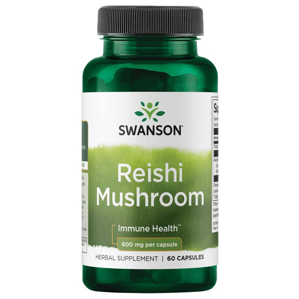 Swanson Reishi Mushroom Immune Function Mood Stöd 600 Milligram 60 kapslar