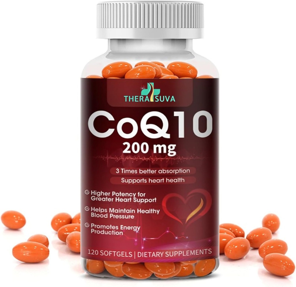 High-Absorption CoQ10 200 mg - Gluten-Free Softgels for Heart, Stamina & Brain Support - 60-dagars leverans, 120 greve