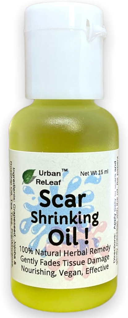 Urban ReLeaf Scar Shrinking Oil! Fades Tissue Damage, närande Vegan Effective. Hjälper Keloids, Bumps, Raised Scars. 100% naturläkemedel.