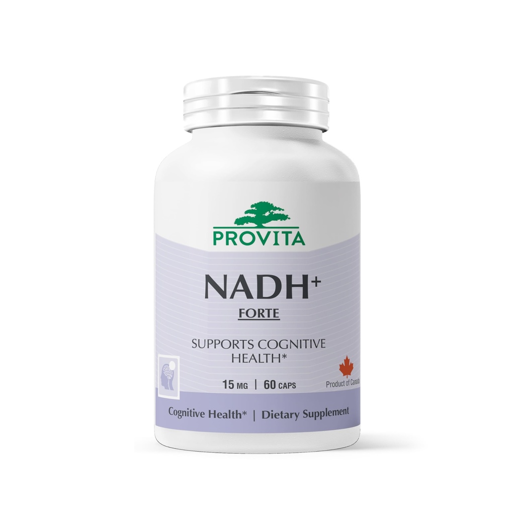 PROVITA NADH+ Forte | Kognitiv Support Supplement med NADH, Coenzyme Q10 & Chlorophyll | Energistöd, fokus, Mental Clarity & Brain Health | Vegan Capsules | Hög Absorption Cellular Formel