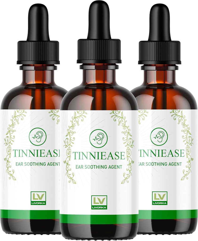 LIVORKA (3 Pack) Tinniease Drops, Tinniease Drops för Hearing Support, Tinni Ease Drops, Tinniease Ear Drops, 3 flaskor för 90 dagar