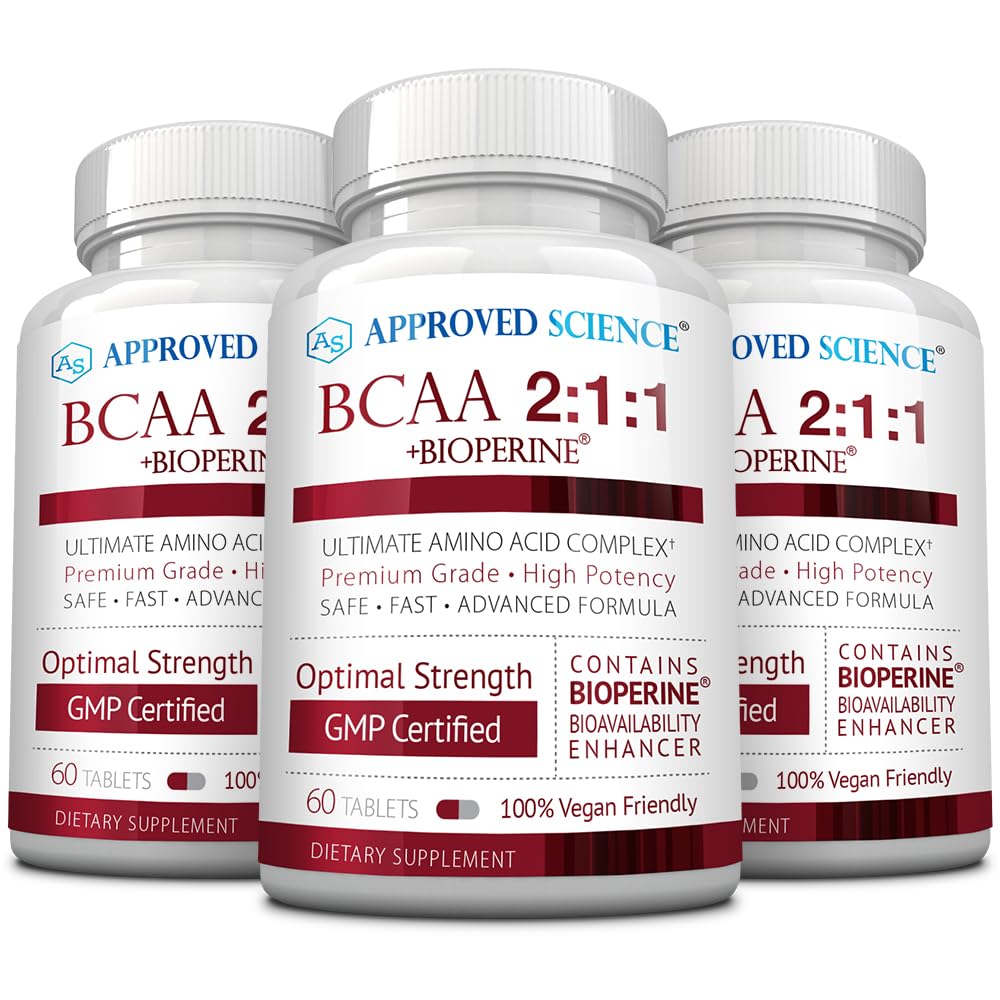 Godkänd vetenskap BCAA Supplement - 180 tabletter - 2400mg - Öka prestanda och förbättra muskelutveckling - L-Leucine, L-Isoleucine, L-Valine - Made in USA, Non-GMO