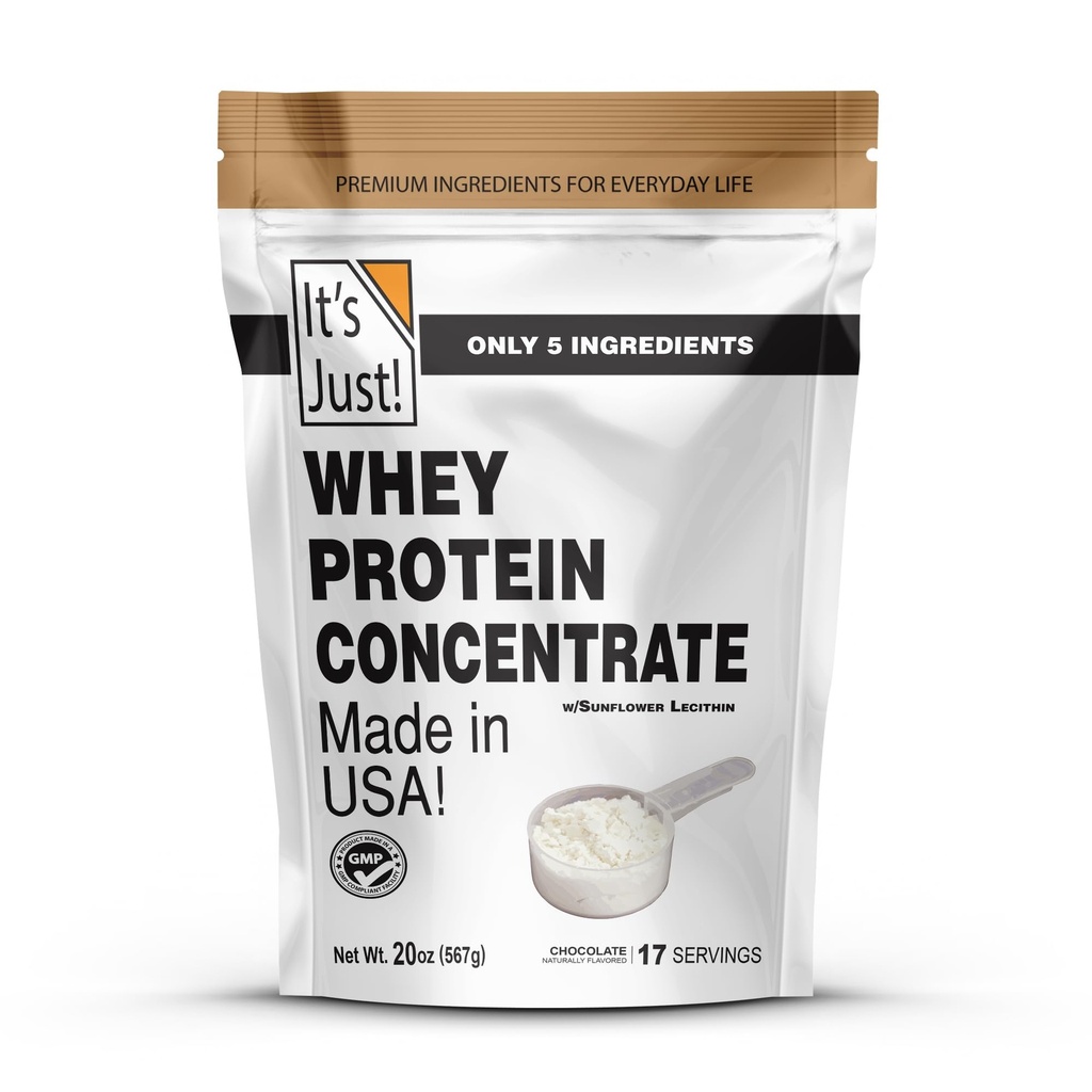 Det är bara! - 100% Whey Protein Concentrate, tillverkad i USA, Premium WPC-80, Natural Cocoa Powder (1,25 pund, choklad)
