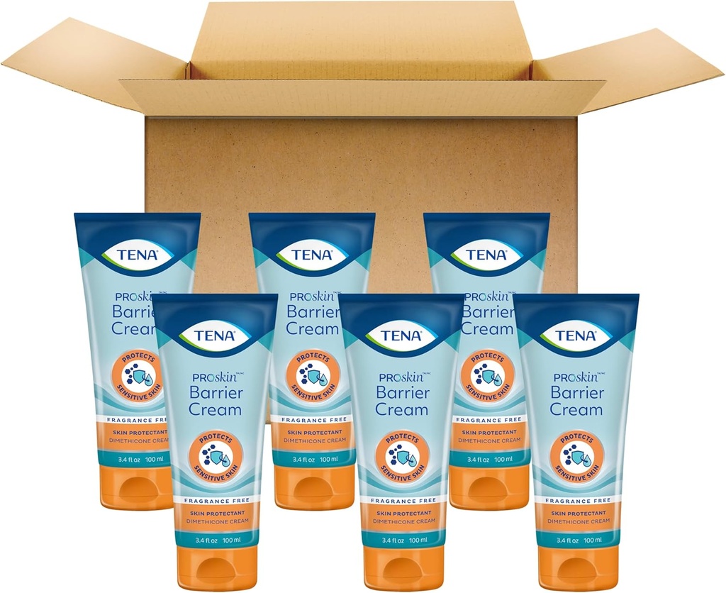 TENA ProSkin Barrier Cream för Fragile Skin, Fragrance Free, 3.4 Fl. Oz, Pack med 6