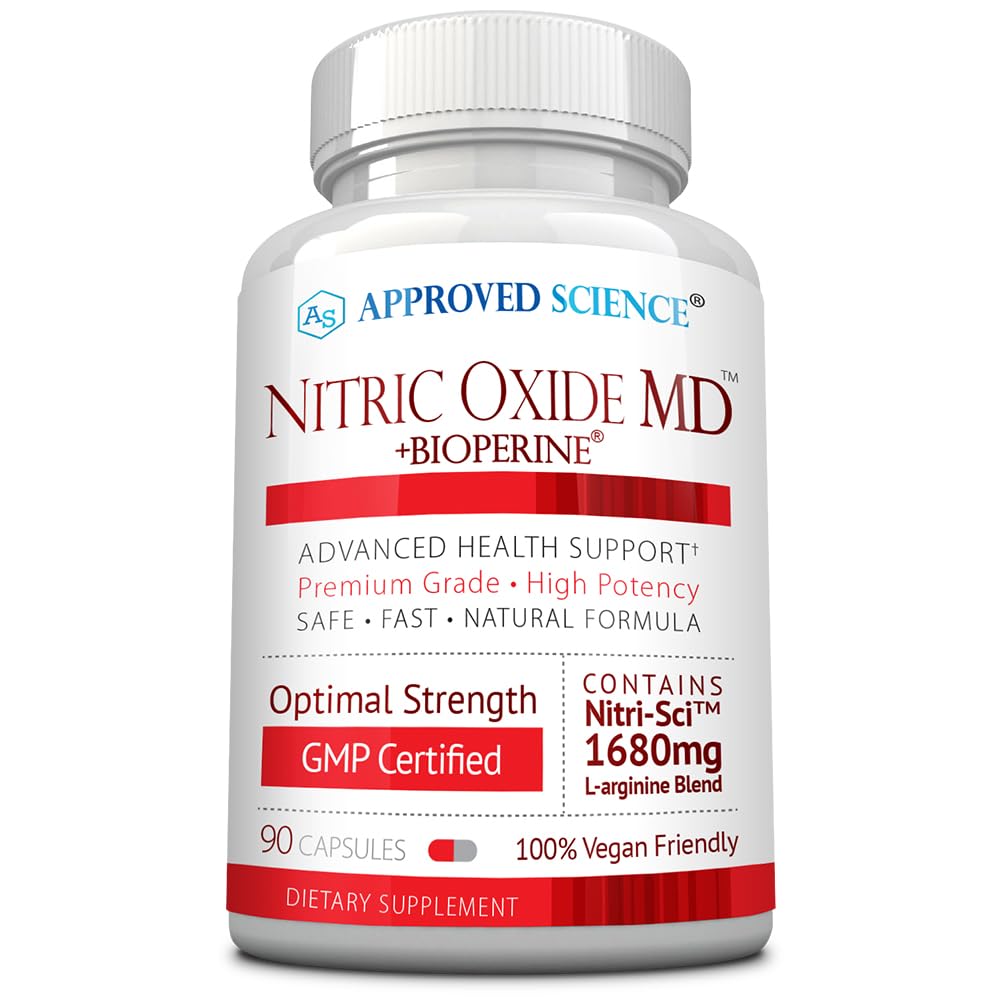 Godkänd vetenskap Nitric Oxide MD - Muscle Development, Lean Body Mass, Förbättra syreförsörjning, Boost Energy - 90 kapslar - 1 flaska