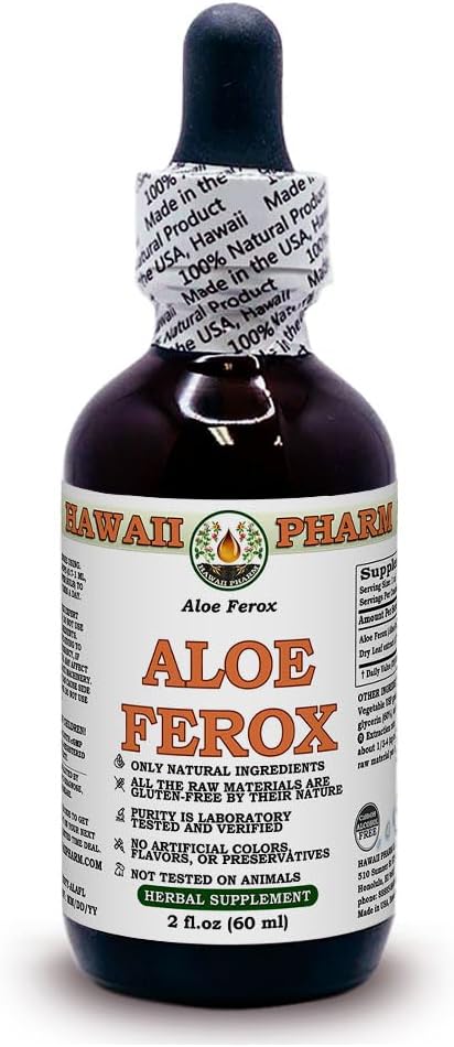 Aloe Alcohol-Free Liquid Extract, Aloe (Aloe Ferox) Torkade Leaf Glycerite Herbal Supplement 2 oz