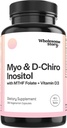 Myo-Inositol & D-Chiro Inositol Capsules med MTHF, Folate, Vitamin D | Stöd för Ovarian Function, Hormone Balance, & Homocysteine Levels | Fertilitetstillskott för kvinnor | 360 greve 40:1 Ratio