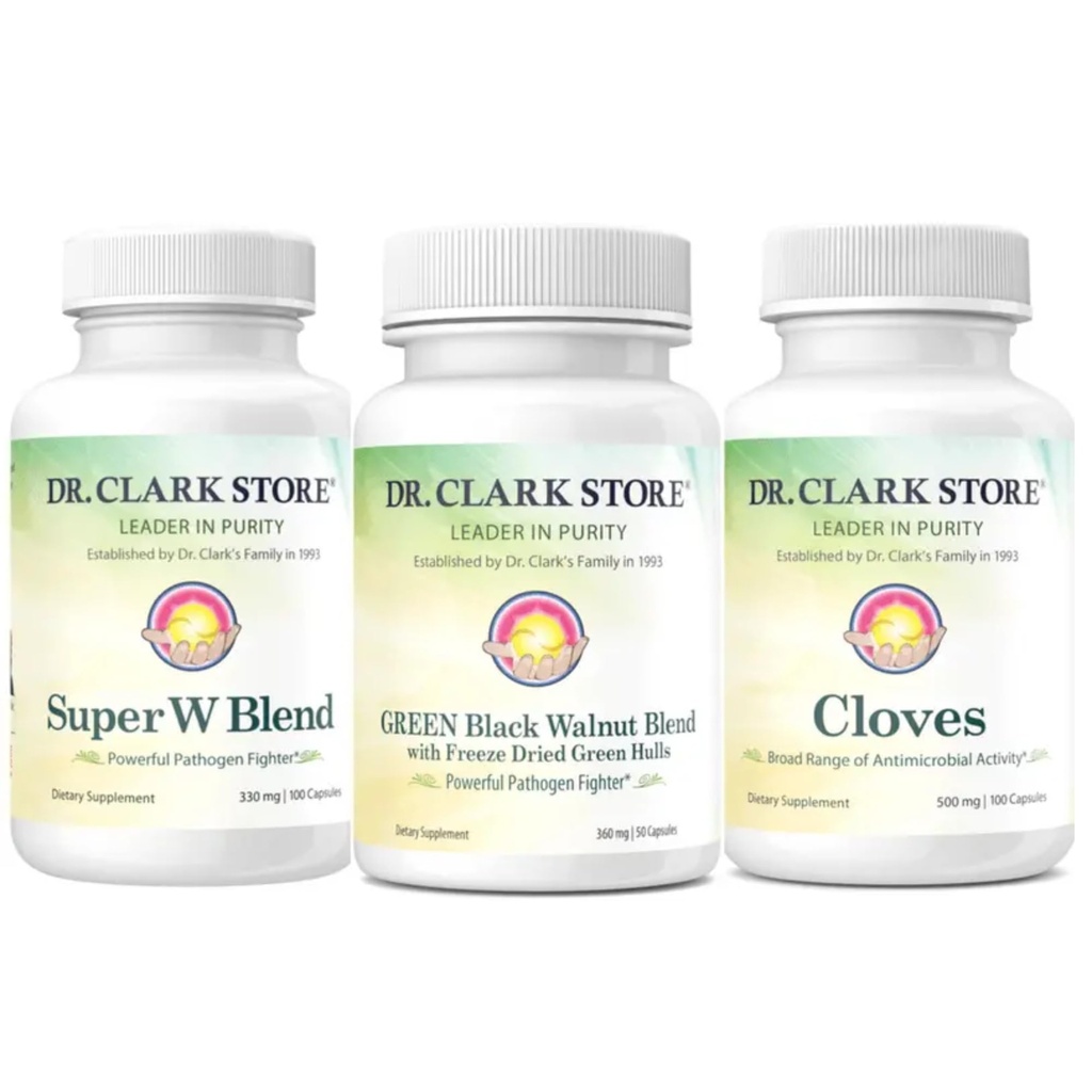 Dr Clark Store Intestine Support & Cleanse Kit - med Freeze-Dried Green Black Walnut Hulls, Wormwood och Cloves-Helps underhåll Optimum Intestinal Function