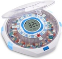 LiveFine WiFi Automatic Pill Dispenser och Remote Medication Monitoring System med Locking Key, 28-dagars Medicinering Organizer Upp till 9 Doses Per, Justerbart Ljus / Sound Alarms För Prescriptioner & Vitami