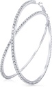 Stora Rhinestone Hoop Earrings Shining Crystal Rhinestone Dangle Big Hoop Earrings för kvinnor bröllopsfest, 80 mm