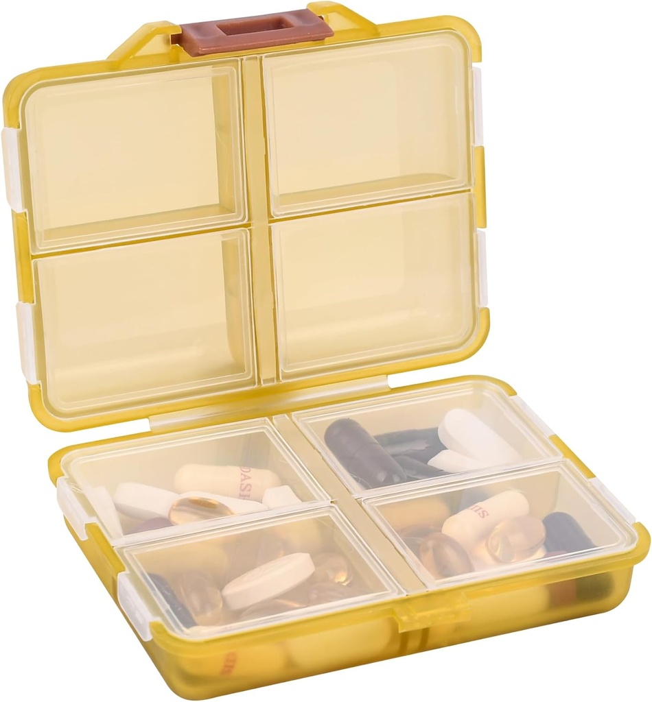 Travel Pill Organizer Small 8 Grid Compartments Pill Holder Box - Portable Medicine Container Case - Daglig Weekly Medication Organizer