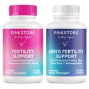 Rosa Stork Hans och Hennes fertilitetsbunt: fertilitetstillskott för kvinnor, fertilitetstillskott för män, fertilitetsprenatal vitamin, Vitex, Inositol, folat, vitamin B6, 60 kapslar