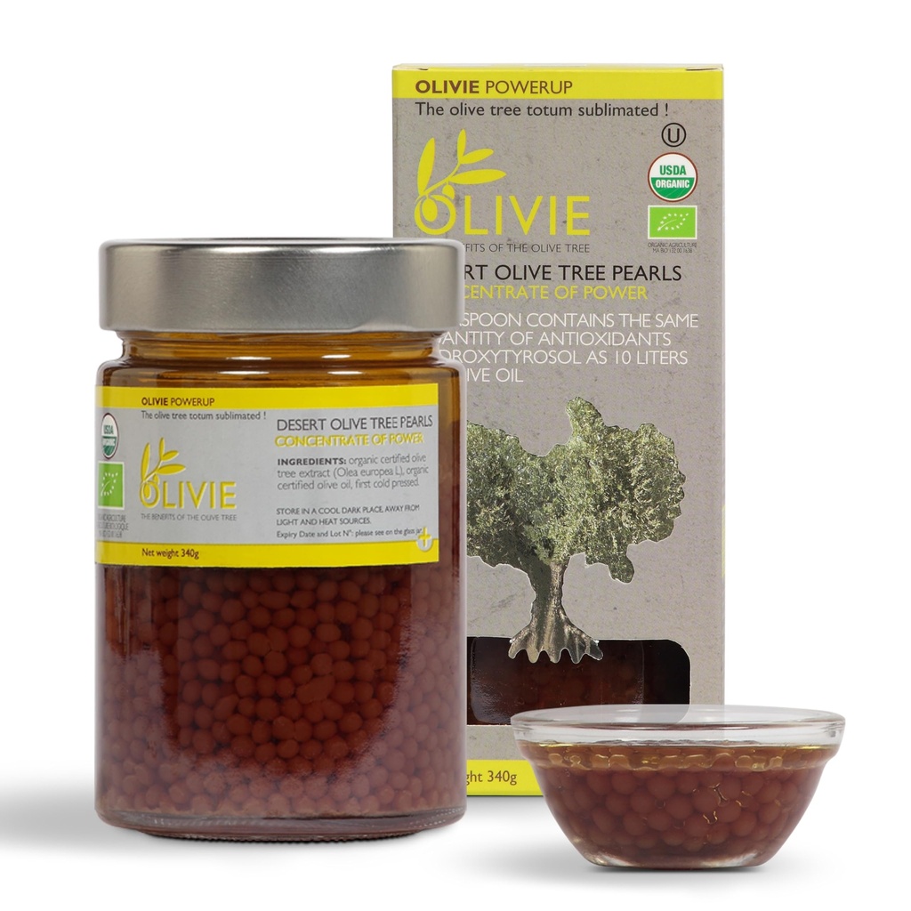Organiska olivblad extrakt kapslar, PowerUp pärlor av OLIVIE, antioxidant polyfenoler tillskott, olivolja Scrub för hud, immunstöd, 340 g