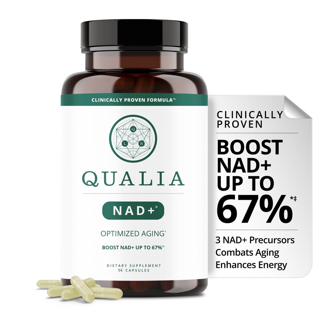 Qualia NAD Supplement - kliniskt visat sig öka NAD + upp till 67%. Optimerad åldrande, energi, fokus. Elite NAD + Booster Ingredients Nicotinamide Riboside (NIAGEN), Niacin, Niacinamide (1 månads leverans)