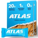 Atlas Protein Bar - 20g Clean Protein, 1g Natural Sugar, No Seed Oils, Gluten Free, No Artificial Sweeteners - Vanilla Almond 24 Count