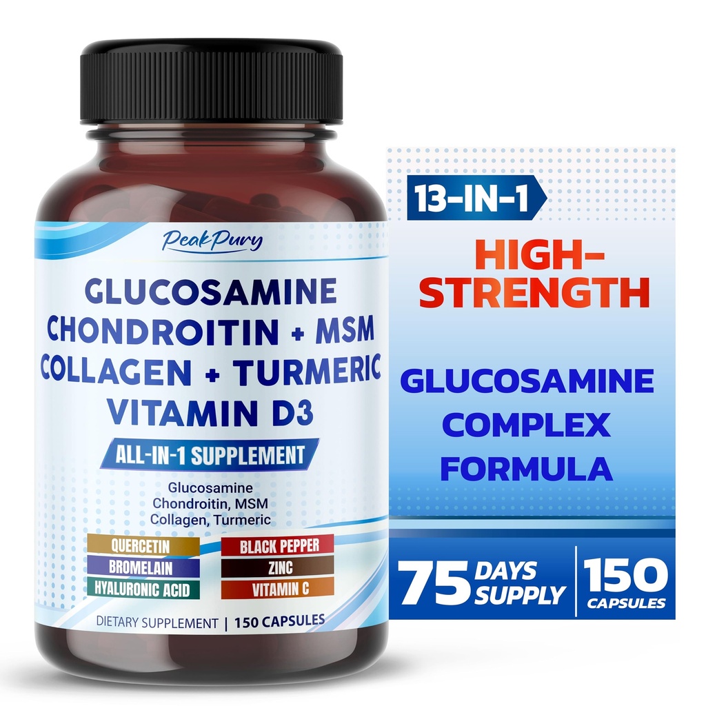 Glukosamin Chondroitin MSM Collagen Turmeric - Joint Health Support - Gjord i USA