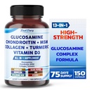 Glukosamin Chondroitin MSM Collagen Turmeric - Joint Health Support - Gjord i USA