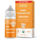 Mother's Promise Organic Baby Vitamin D Drops | 100% Plant Based | Hälsosam tillväxt och benutveckling | Age Newborn + | 180 portioner | Baby Vitamin D3 Liquid för spädbarn & småbarn | 400 IE för spädbarn