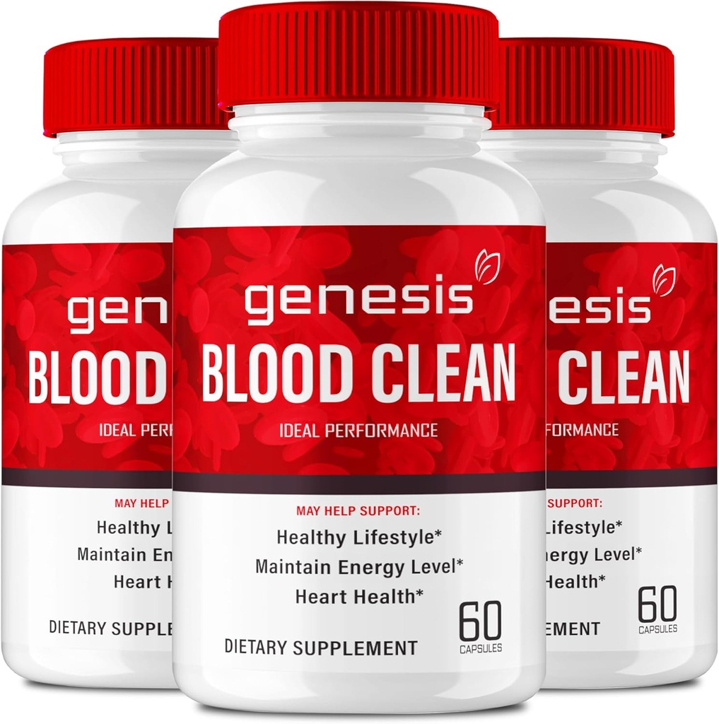 Genesis Blood Clean Capsules - Avancerad Formel Supplement för Maximal Styrka - Naturligt Blod Vessel Cleaner, GenesisBlood Clean Pills, GenesisBloodClean Pastillas Reviews (3 Pack)