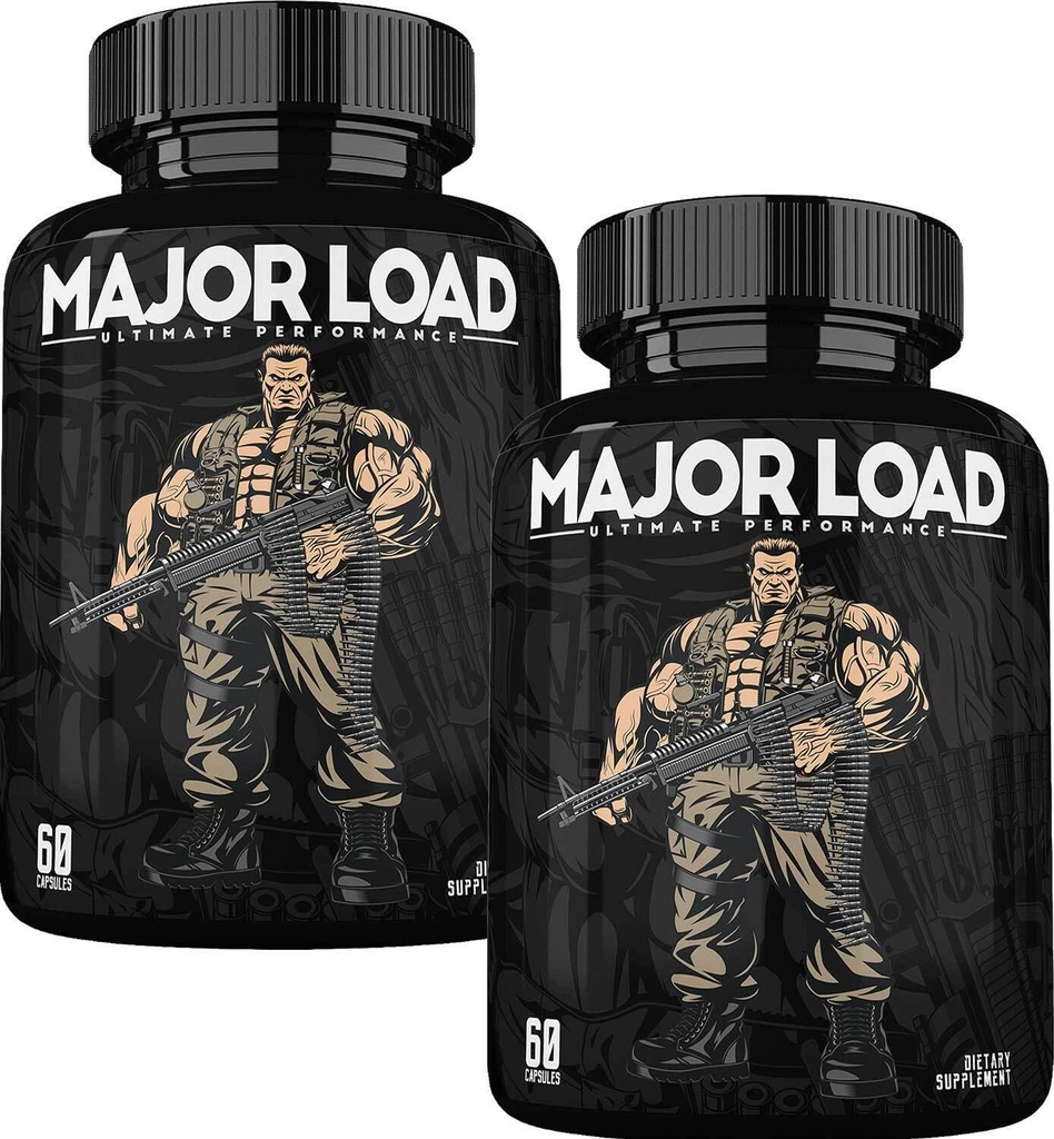 ONL Testosteron Supplement för män - Major Load Testosteron Booster med Horny Goat Weed & Maca Root - Tongkat Ali Energy Pills för Stamina & Styrka - Test Booster 60 Capsules (2pk)
