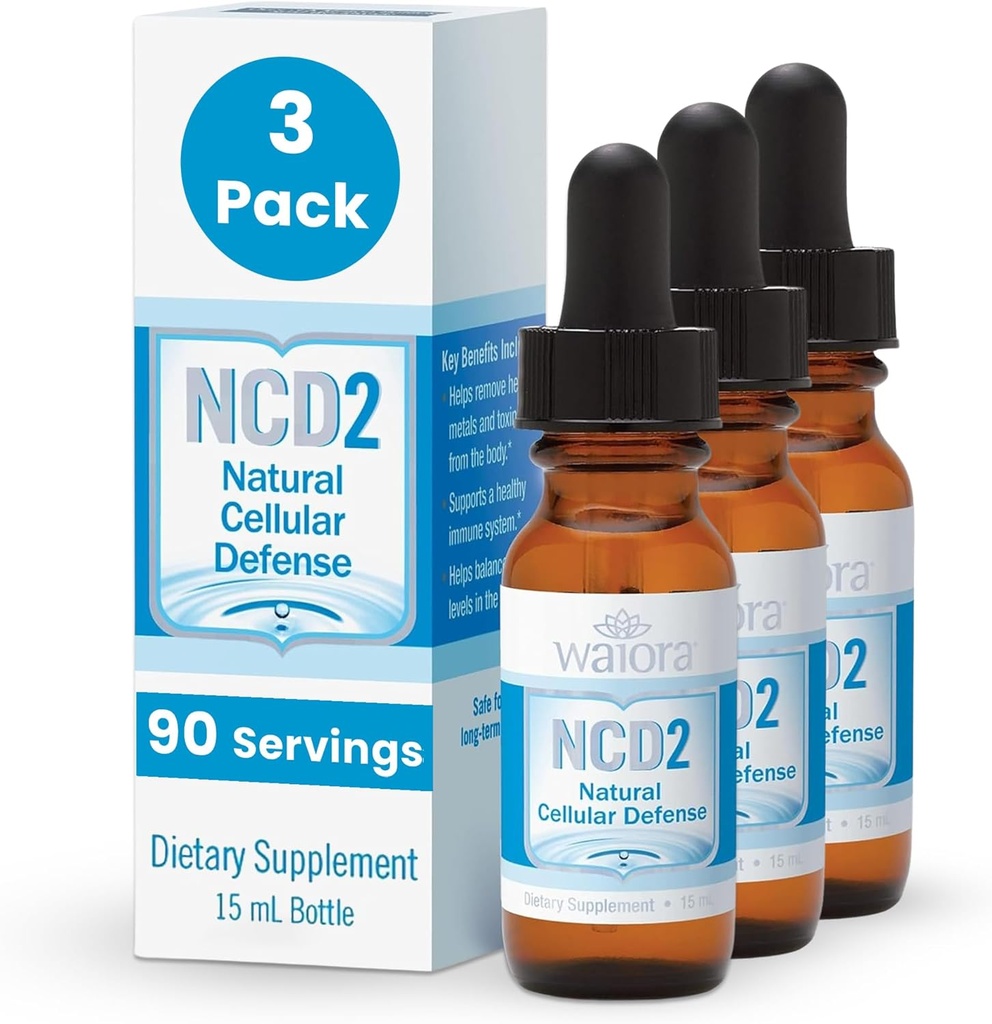 Waiora NCD2 Aktiverade flytande Zeolite droppar, blanda i mat / dryck, naturlig kropp rengöring och främja immunstöd, all naturlig, pH Balance Zeolite flytande droppar - 3 flaskor (0,5 uns.) 270 serv.