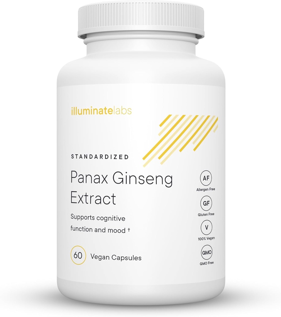 Belysa Labs Panax Ginseng Extract Capsules | 200 mg | Stöder energi, kognitiv funktion och humör | Tredjepartstestad och Backad av medicinsk forskning
