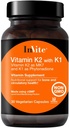 Inbjud hälso vitamin K2 med K1 - Stöder ben- och cirkulationshälsa - Vitamin K2 som MK7 och K1 och Phytonadione - 30 vegetariska kapslar