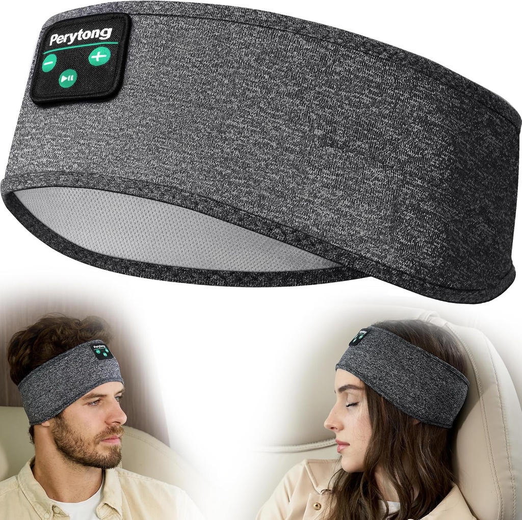 Perytong Sleep Headband - Bluetooth Sleeping Headphones för Side Sleepers - Hörlurar för att sova bekvämt huvudband med tunna högtalarmikrofonpresentidéer för kvinnor män