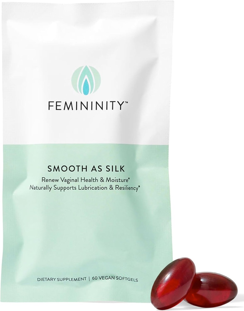 Femininity Smooth as Silk 30-Day Refill for Vaginal Dryness (60 Softgels) - Sea Buckthorn Oil med 365mg Omega 7 + Omega 3 och Omega 9