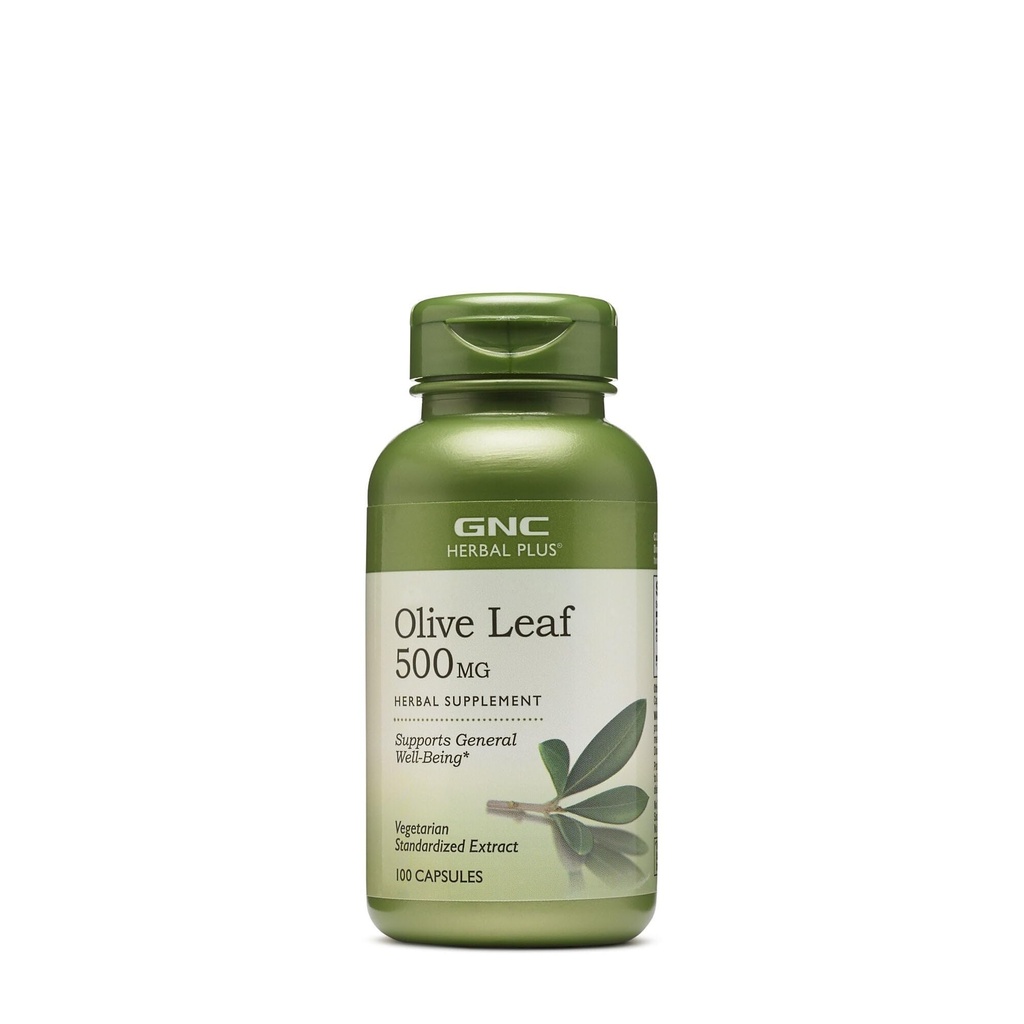 GNC Herbal Plus Olive Leaf 500mg Supplement, Vegetarian, stöder allmänt välbefinnande, 100 portioner