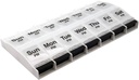 EZY DOSE Push Button (7-Day) Pill Case, Medicine Planner, Vitamin Organizer, 2 gånger om dagen, AM / PM Container, X-Large Compartments, Arthritis Friendly, Easy to Use, Clear Lids, Clear / Black, BPA Free