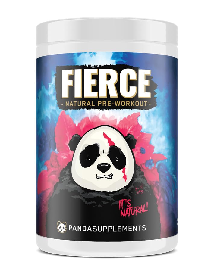 Underground Bio Labs Panda Supps Fierce: Natural Pre-Workout med noll artificiella ingredienser och 300mg naturligt källat koffein för ren energi och fokus (30 portioner) (Fierce Berry)