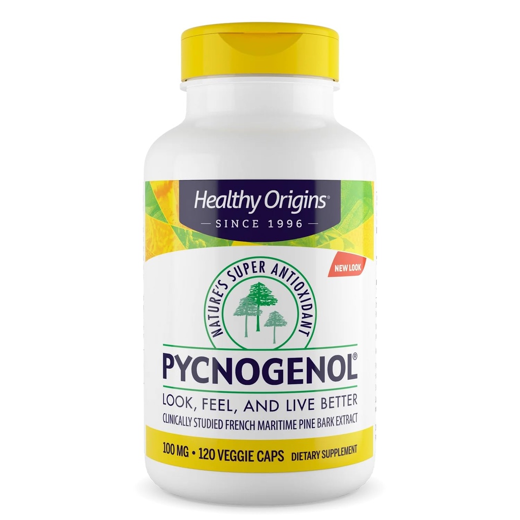 Hälsosamma ursprung Pycnogenol 100 mg (Natures Super Antioxidant, icke-GMO, Gluten Free, Cardiovascular Support), 120 Veggie Caps