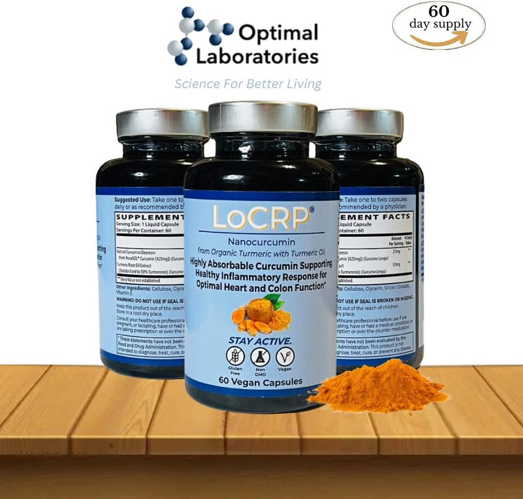 LoCRP Nano-Absorb Curcumin & Turmeric Oil Capsules - Vegan, Heart & Colon Support, 60-dagars leverans
