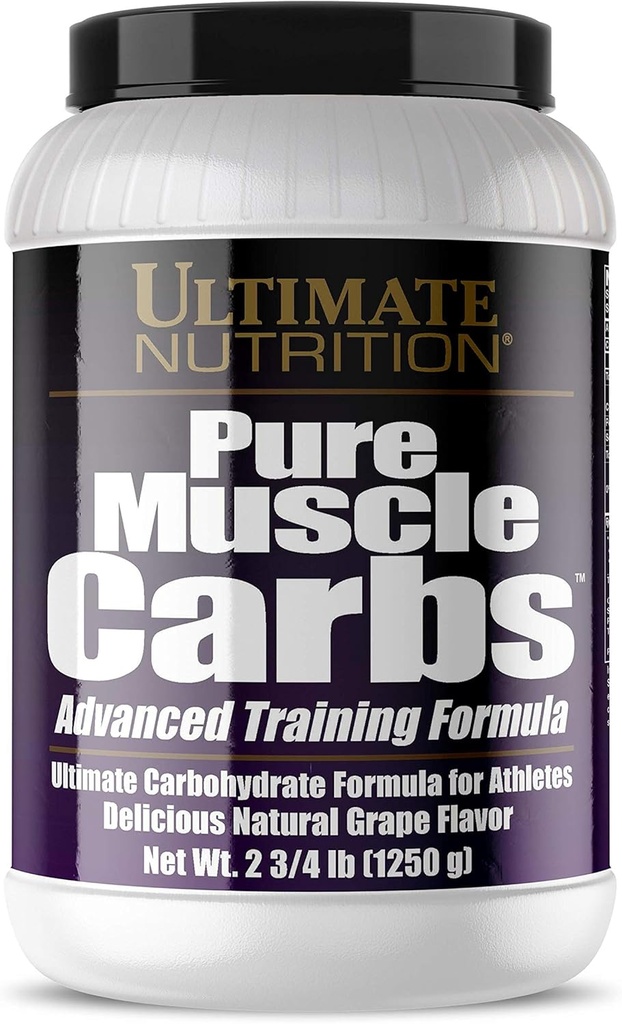 Ultimate Nutrition Pure Muscle Carbs - Komplex kolhydratpulver för hållbar energi - Ingen fett, inget kolesterol - Kalorier för muskelförstörare och idrottare, druva, 2,75 pund