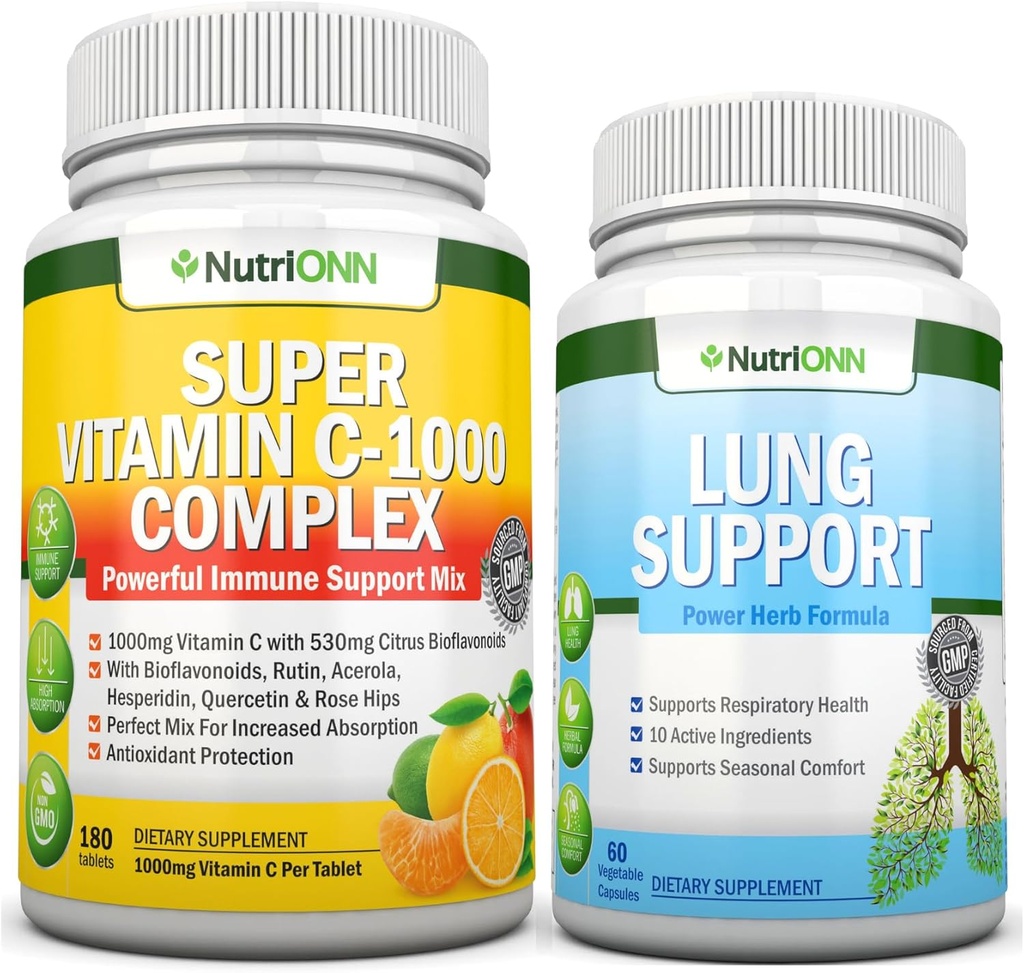 Super Vitamin C Complex Tablets & Lung Support Capsules Combo - Riktad Lung Health Support