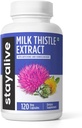 STAY ALIVE Milk Thistle Supplement med Dandelion Root och Artichoke Extract, 80% Silymarin Complex, 120 piller, 100% Pure Artichoke Leaf Extract Powder, Non-GMO & Gluten-Free Herbal Capsules