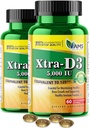 Amerika Medic & Science Xtra D3 Vitamin D 5 000 IE (125 mcg) Kolekalciferol Supplement för Män & Kvinnor (120Easy till Swallow Softgels) 2pack|Bäst för Ben, Hjärthälsa, Immunsystem Support, Lung Funktion